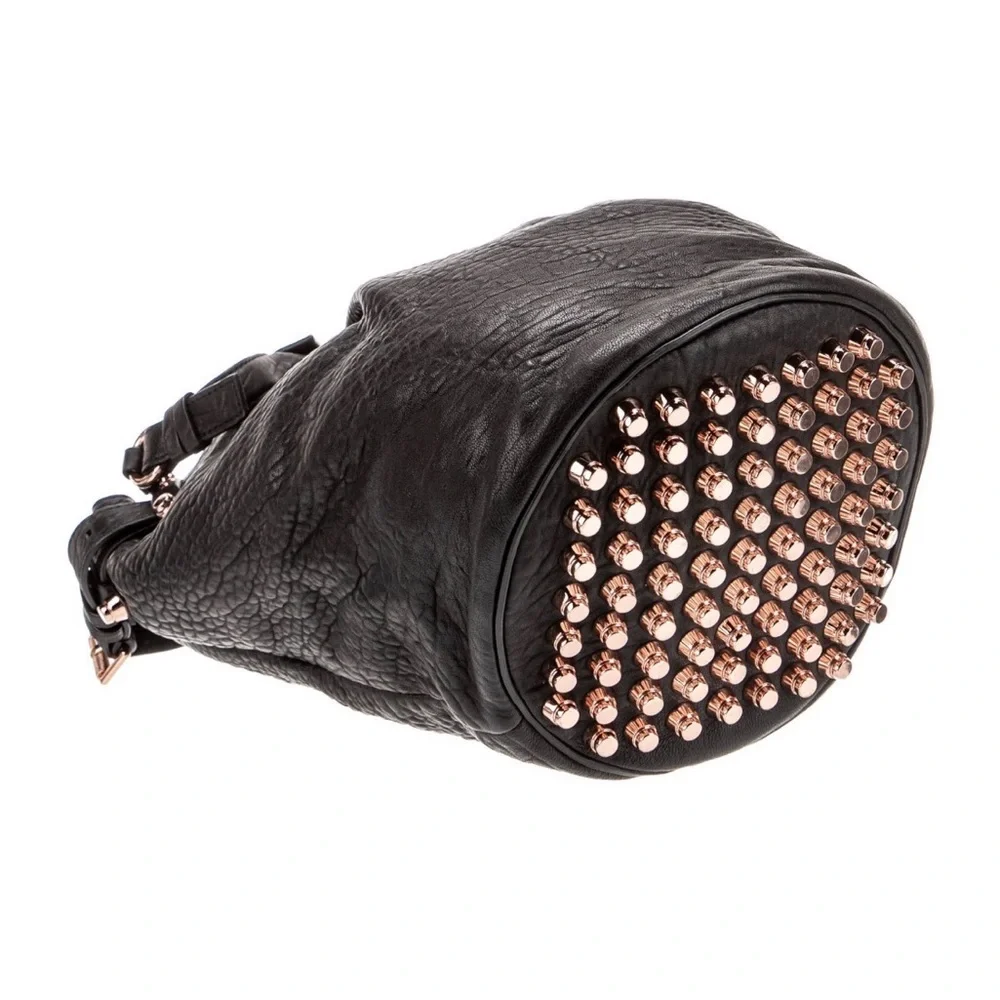 Alexander Wang Black Leather Drawstring Shoulder Bag with Studs New With Tag - Picture 2 of 6